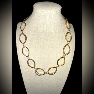 Etienne Aigner Gold Tone Double Asymmetric Oval Link Necklace 18-20” 🤩